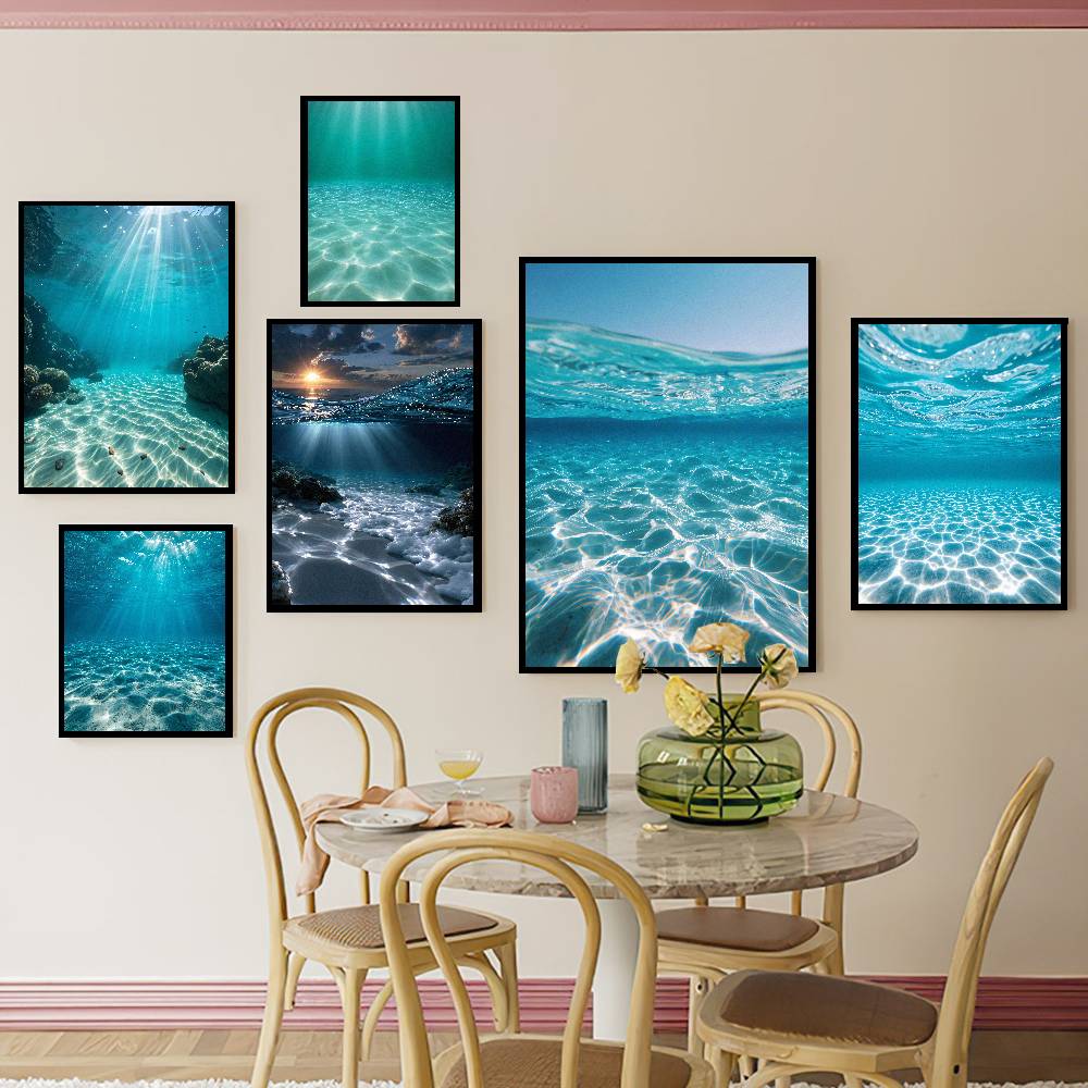 Resin Art Underwater - Poster Pemandangan Laut Bawah Air yang