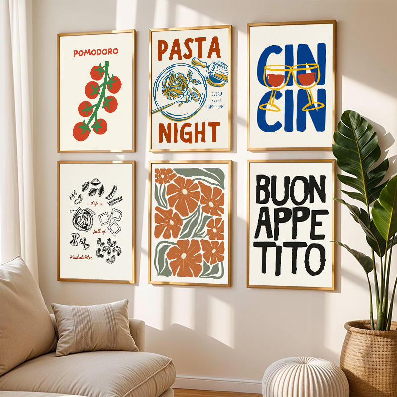 Resin Art Quotes - Poster Berlian Masakan Italia Retro, Pasta,