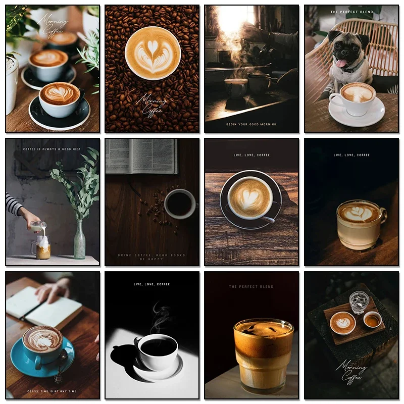 Resin Art Quotes - Poster dan Cetakan Kopi Pagi Vintage,