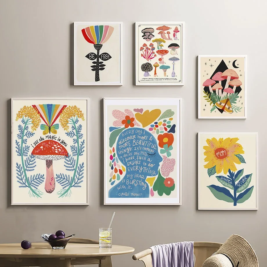 Resin Art Quotes - Boho Jamur Kupu-kupu Bunga Matahari Kutipan