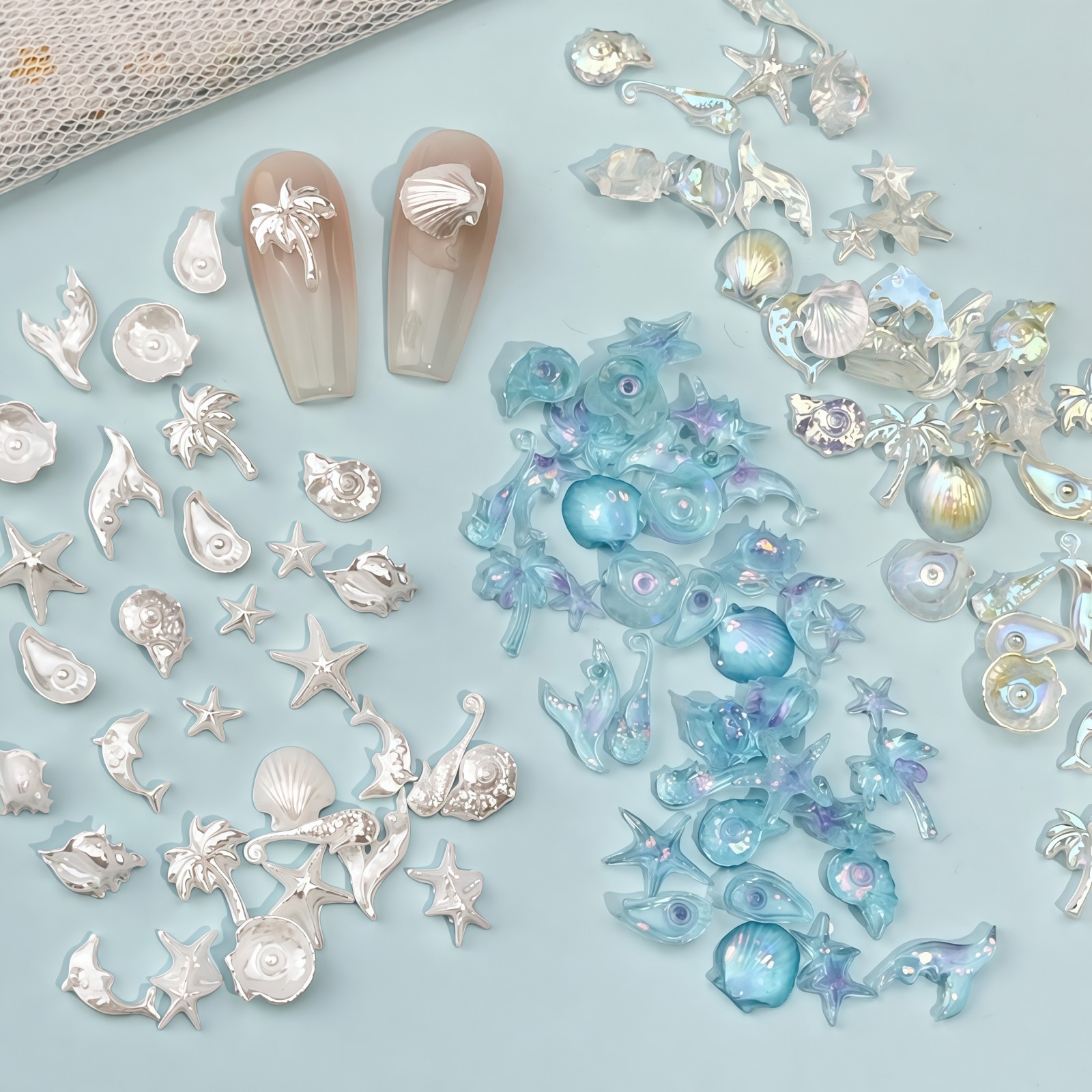 50PCS Resin Seri Laut Biru Imp - Resin Art A Keychain ulasan dan harga