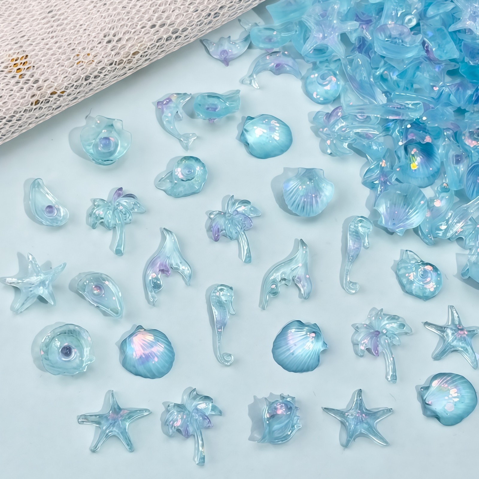 50PCS Resin Seri Laut Biru Imp - Resin Art A Keychain ulasan dan harga
